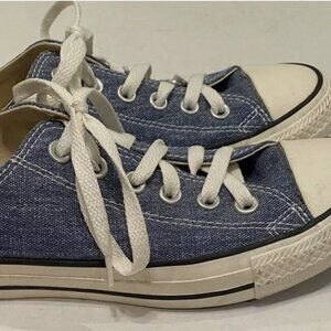 Converse Low Top Canvas Sneakers in Blue and White